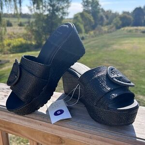 🔸Memory Foam Burlap Buckle Wedge Sandal